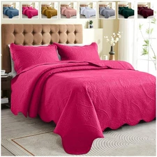 USA Quality Bedspread Bed Throw Quilted Coverlet Bedding Set with Pillow Shams