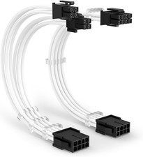 EPS 8 Pin Power Extension Cable, 11.8 Inch ATX CPU Female to Male, White Braided