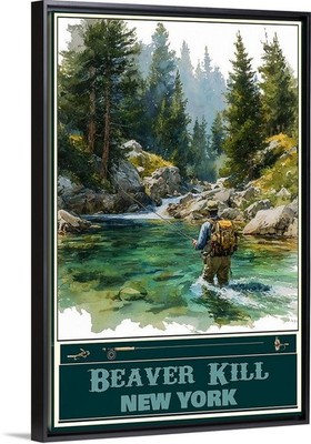 Beaver Kill River New York Fly Fishing Travel Poster for Prints Framed or Canvas