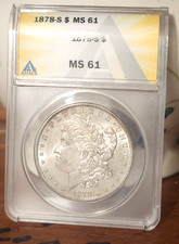 MORGAN SILVER DOLLAR S  FIRST YEAR  OF  ISSUE  1878    MS61  $125