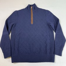 Brooks Brothers Sweater Men  s Medium Navy Blue Cashmere Merino Wool 1/4 Zip Soft