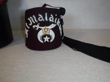 Vintage Bejeweled Masonic Shriners AL MALAIKAH Fez Hat with Tassel and extras