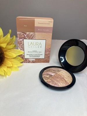 Laura Geller Baked Bronze-N-Glow Trio FAIR Bronzer & Highlighters NIB