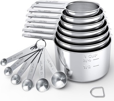 Stainless Steel Measuring Cups & Spoons Set,Cooking & Baking,Set of