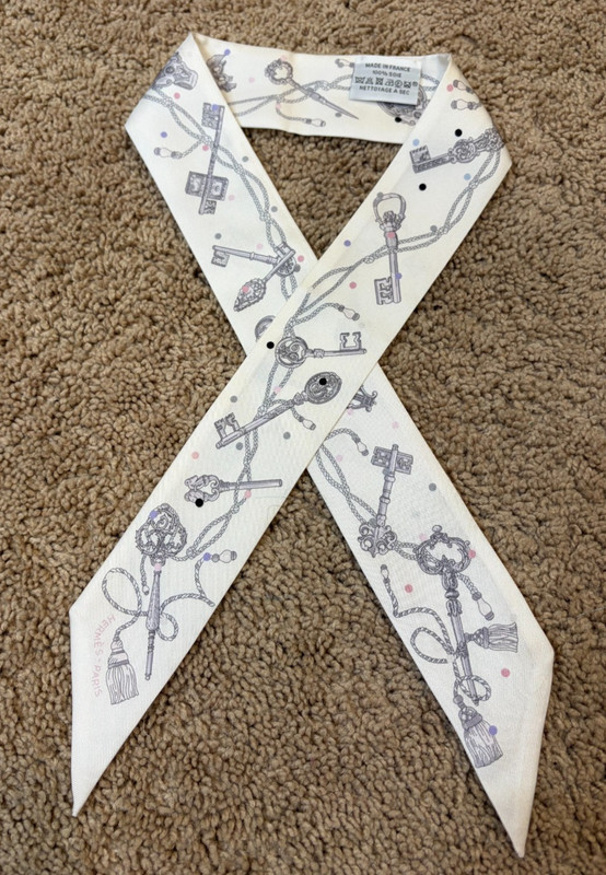 Hermès Twilly Scarf Les Cles Keys White