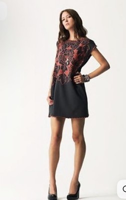 Maison Mayle Embroidered Florinda Dress in Charcoal/Flamingo Women s Size Small