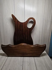 Vtg 70s Heirloom Wood Wall Pocket Planter Quilt Rack Pitcher & Bowl Primative 