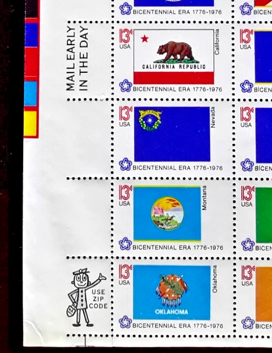 US Stamp Block of 50,Cat Scott #1633-1682 State Flags, Block Plate,ME ,ZIP Block - Image 3 of 4