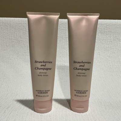 Victoria's Secret Garden Strawberries & Champagne Shimmering Body Lotion Rare X2