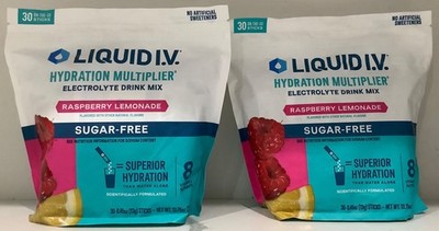 2 X Liquid I.V. Hydration Multiplier 30 Indiv Serving Sticks, Raspberry Lemonade