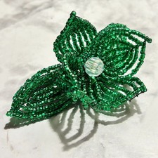 Handmade French Beaded Floral Bloom Hair Snap Clips - Sparkle Collection