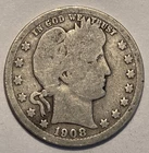 Nicer Low Mintage "good++" 1908 S Barber Head Quarter