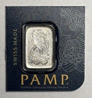 Pamp Suisse Lady Fortuna Platinum Bar 1 gram .999 fine w/ Assay Swiss PT