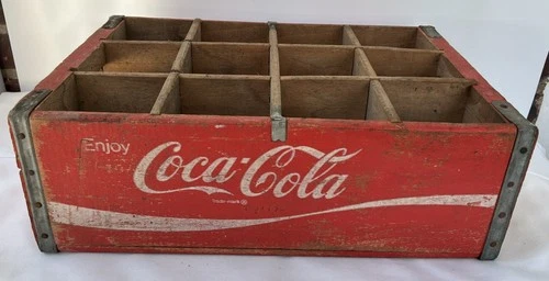VINTAGE 1970’s COCA COLA 12 PACK WOOD BOTTLE CRATE 17X12X6