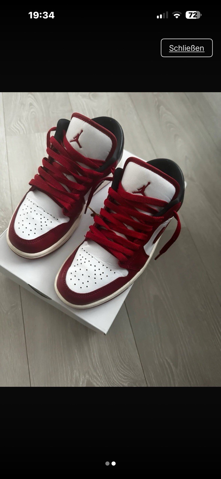 Jordan Air Jordan 1 High Top Sneaker Herren EU 38 Rot Weiß Schwarz Schnürung