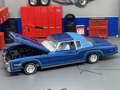 1975 75 Cadillac Eldorado Custom Lowrider Blue Opening Hood 1/64 Scale
