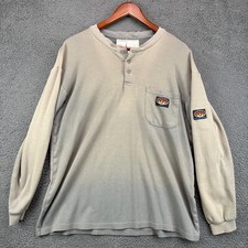 Bulwark FR Gray Long Sleeve Henley Pocket Work Shirt Mens XL Flame Resistant