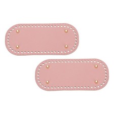 2Pcs 3.9"x8.7" Oval Leather Crochet Bag Bottom with Holes, Pink