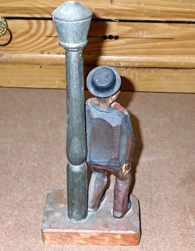 Vintage Hand Carved Drunk Near Pole Corkscrew & Bottle Opener
