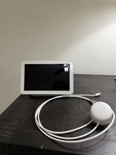 white Google Nest Hub smart display. 7 inch touchscreen display