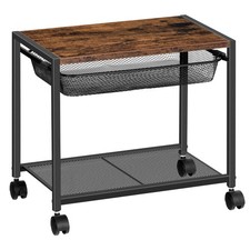 Mobile Printer Stand with Storage Shelf, 2-Tier Rolling Cart for Office