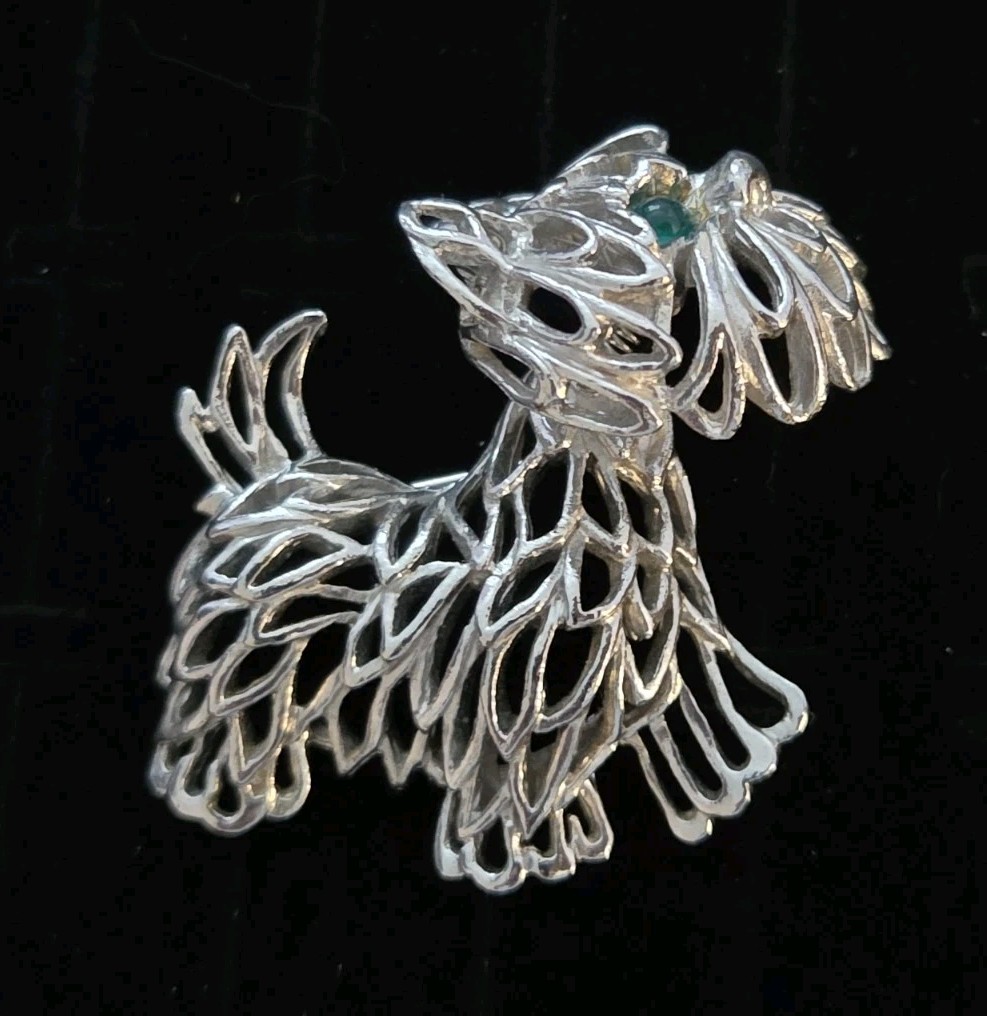 Vintage Park Lane Pin Brooch Trembler Scottie Dog Terrier Silver Tone