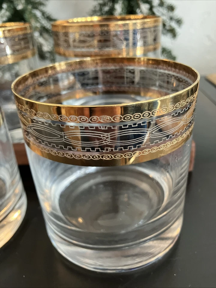 MCM Royal Gallery Low Ball Glasses made in Czech Republic Set Of 4 - Image 2 of 4