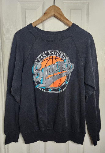 VTG 80s 90s San Antonio Spurs Men's L Black Crewneck Pullover Sweatshirt Pannill