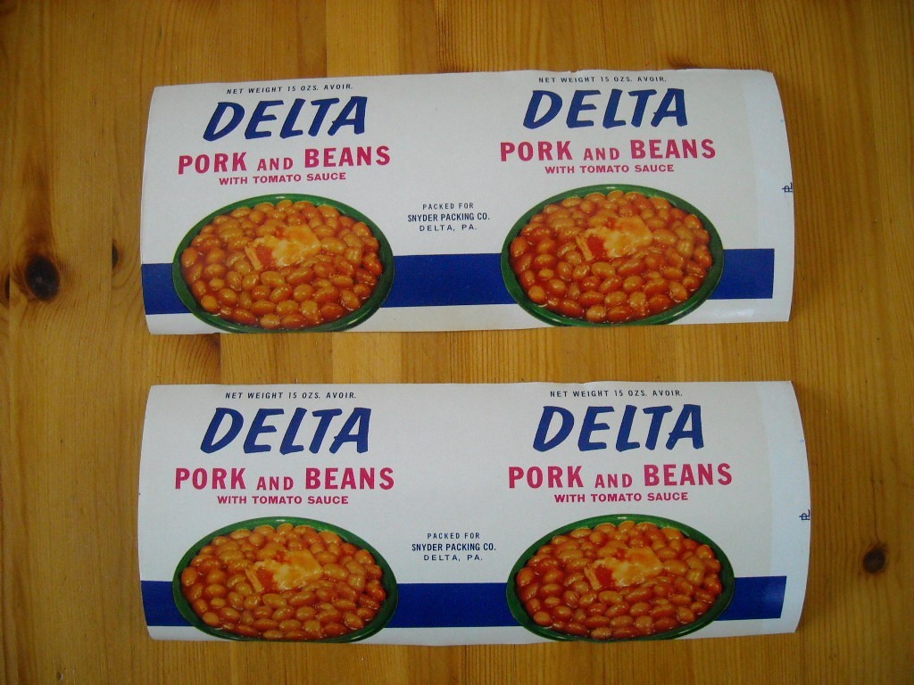 Vintage " Delta" Pork and Beans Can Labels-10 pcs.