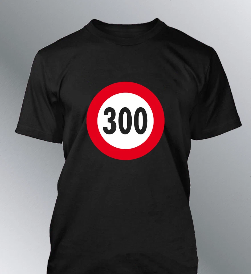Tee shirt homme panneau vitesse limite 300 km/h S M L XL XXL moto humour