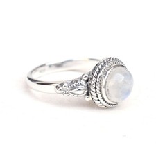 Natural Rainbow Moonstone Ring, Solid 925 Sterling Silver Moonstone Ring-HR257