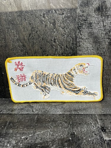 Toppa ricamata vintage arancione e nera tigre 6" x 2,75" arti marziali asiatica nuova - Foto 2 di 3