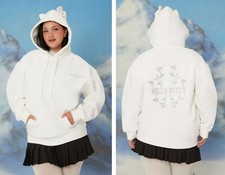 Sanrio HeLLO KiTTY x FoReVer 21 Embroidered Rose Rhinestone White Hoodie 3X NEW