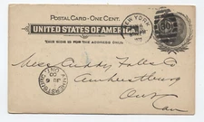 1900 New York to Canada postal card #30 merchants bank [SR.767]