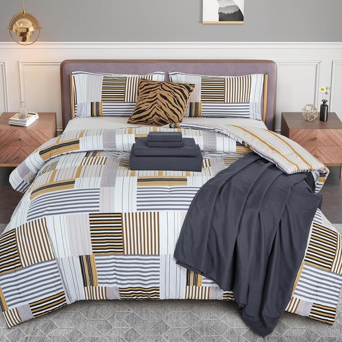 8-Piece Animal Print Reversible Comforter Set - King/Cal King, Gold Splendor - Picture 8 of 9