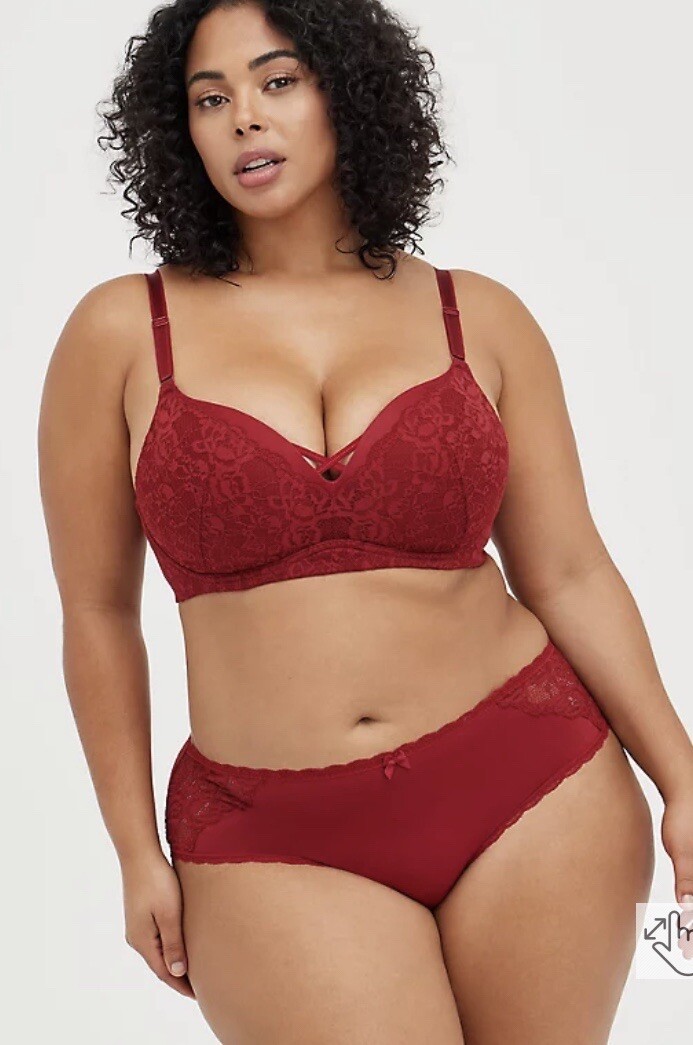 NWT TORRID Biking Red Lattice Back HIPSTER PANTY - MICROFIBER & LACE 0 12 Large