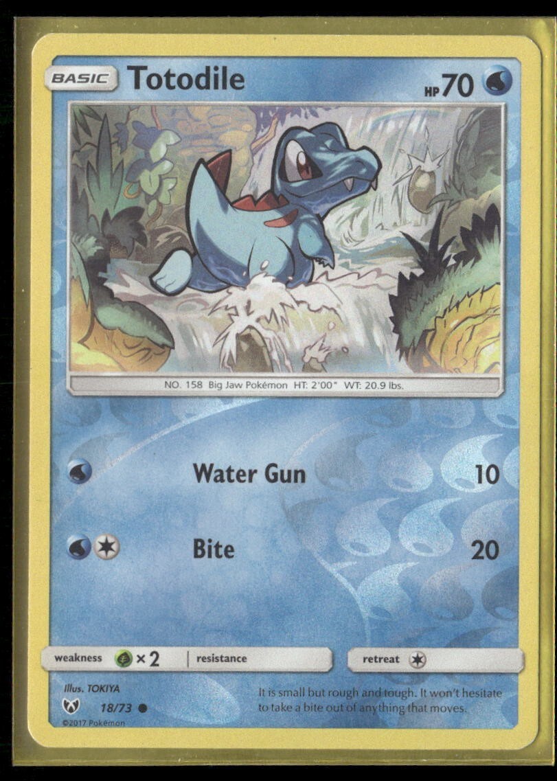 2017 Shining Legends Set Pokemon Card 18  Totodile Reverse Foil LP