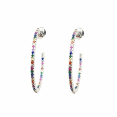 Orecchini a bottone con fiore in zirconia cubica: argento sterling 925 - Italia