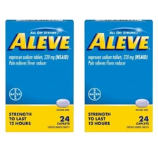 Aleve Pain Relief & Fever Reducer Naproxen Sodium Caplets 24 Count 2-Pack