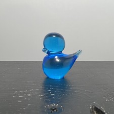 Miniature Glass Blue Bird Figurine Unsigned 1 1/2" tall Free Shipping