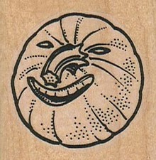 Pumpkin Sneering 1 3/4 x 1 3/4" Rubber Stamp, Halloween Stamp, Halloween Crafts