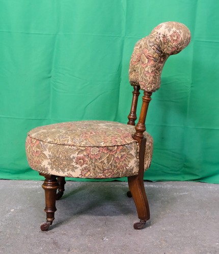 CHARMING VICTORIAN 1890 CORNELIUS V SMITH NURSING CHAIR BROWN MAHOGANY & CASTORS - Picture 8 of 15