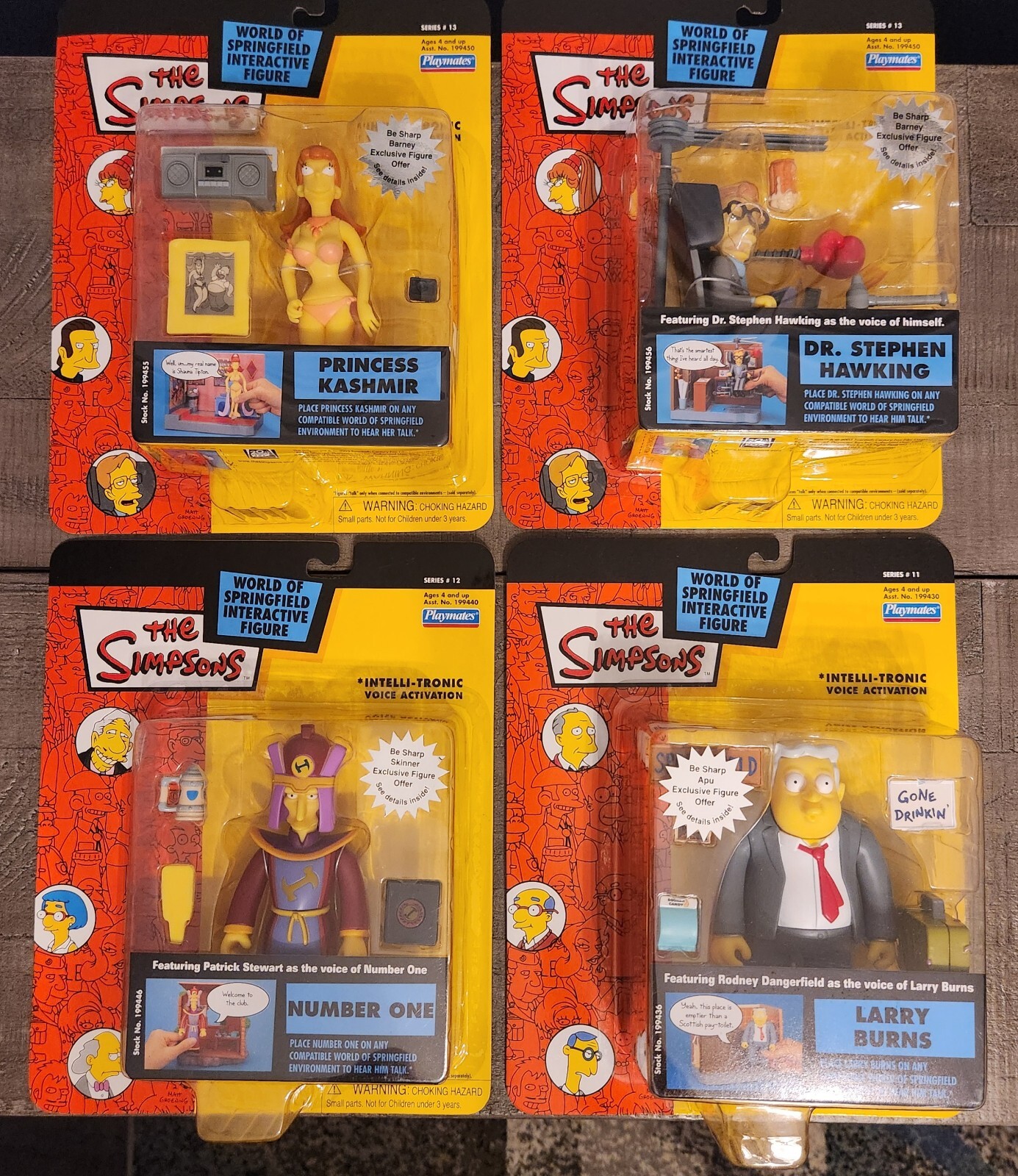 Playmates WOS Simpsons Series 11 12 13 Lot Of 4 - Hawking Kashmir Larry Number 1