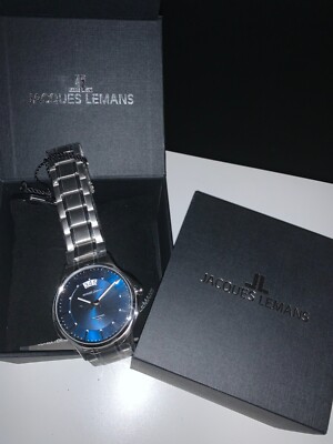 Jacques Lemans Herren Quarz Uhr blau NEU mit Etikett