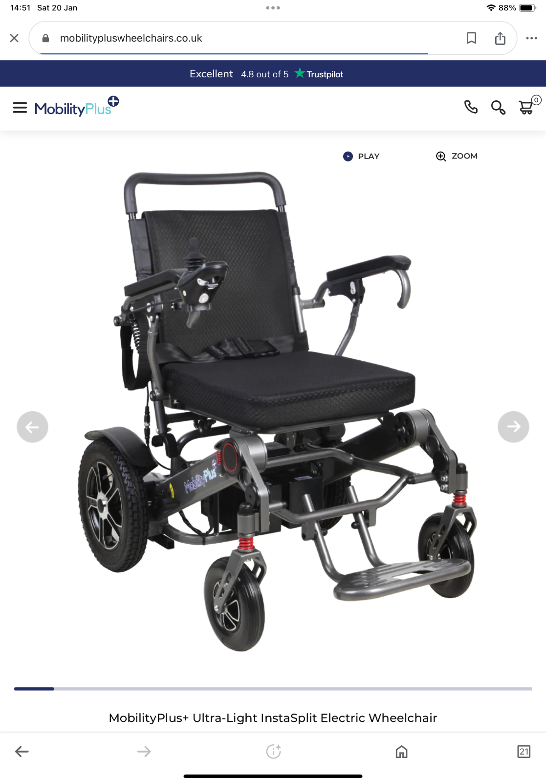 Mobility plus Electric lightweight folding wheelchair ultralight instasplit, eBay