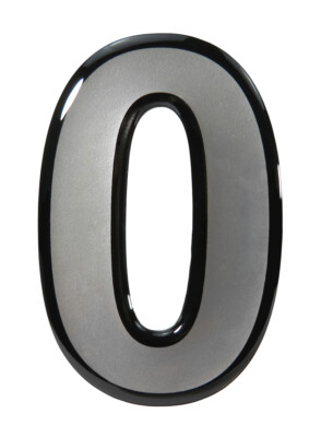 3D Sticker Number 0 in Silver Number Digit Door Sign House Number 48 x 74 mm 900053