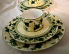 Waverly Gazebo Luncheon Set(2) Ivy On Yellow Trellis Rare Vintage Pattern — photo 1