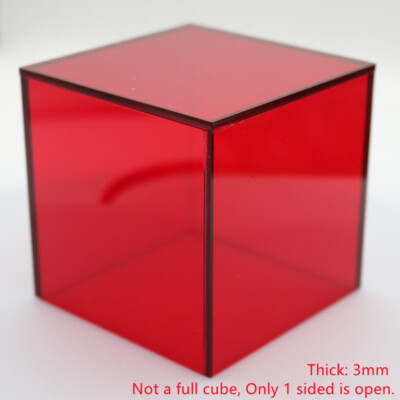 1x Neon Acrylic Display Case Cube Countertop Box Colorful Transparent 3-8 In Red