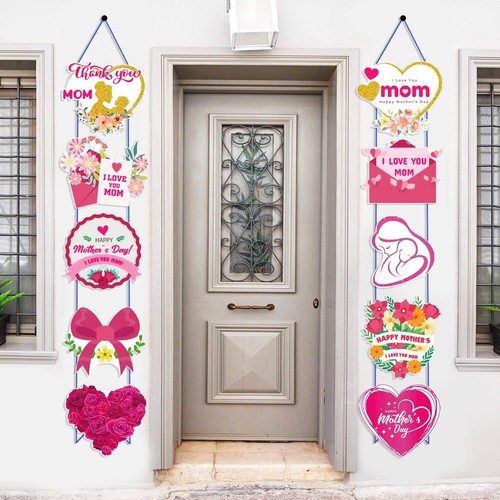 Colorful Floral Happy Mother's Day - Hanging Porch Front Door Decor, Love Mom - Picture 2 of 7