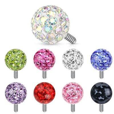 DOUBLE TIER EXTRA BLING DERMAL ANCHOR TOP PIERCING JEWELRY INTERNALLY THREADED
